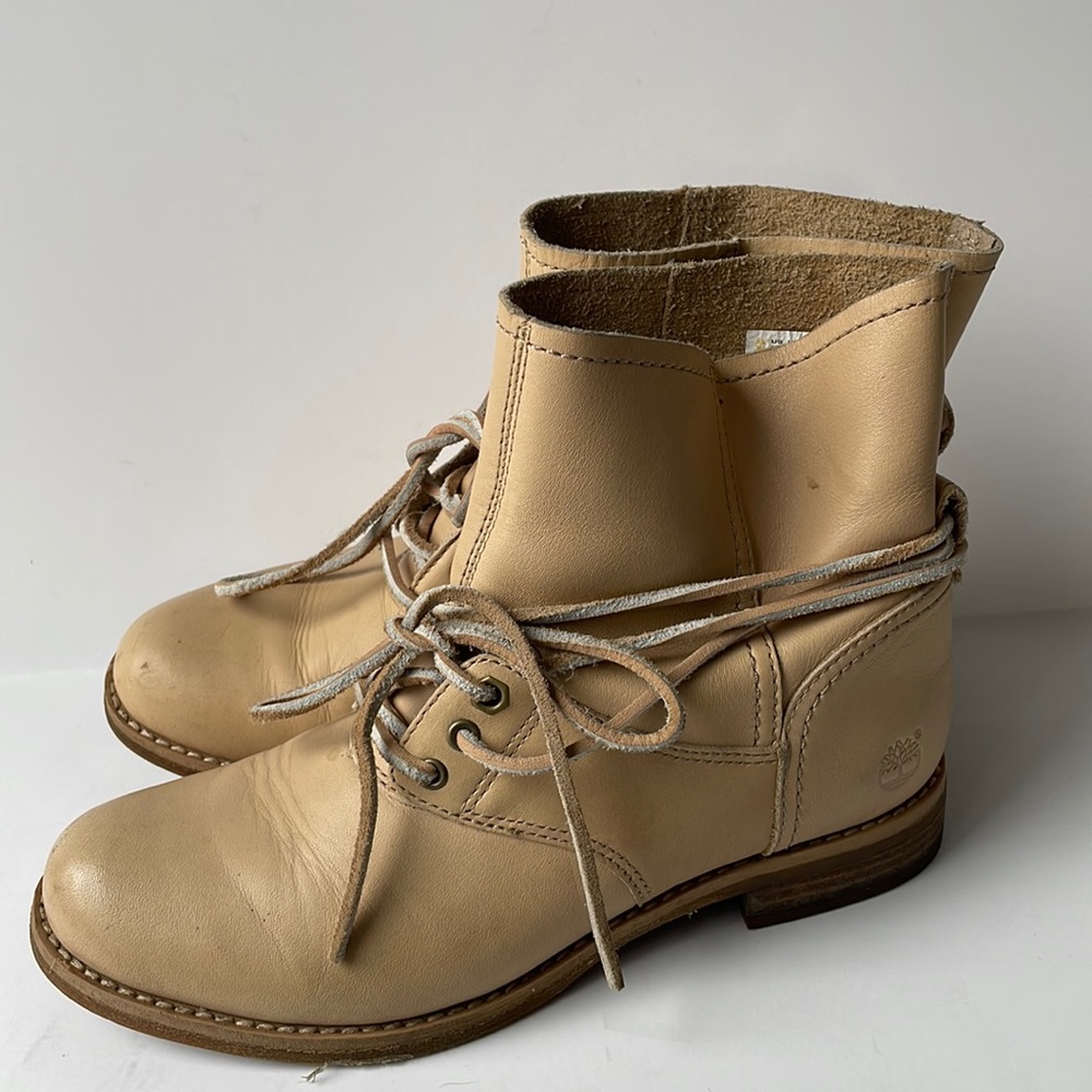 Timberland Earthkeepers Savin Hill Leather Moto Style Boot Tan Casual Streetwear